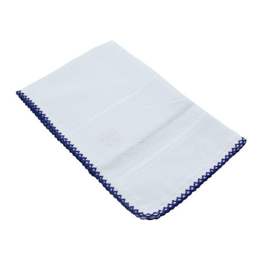 Fraldinha De Boca Ponto Cruz Com Crochet 30x40cm Mabber Azul Marinho