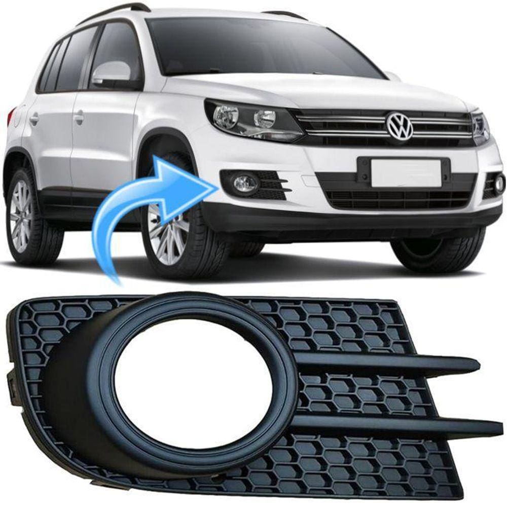 Grade Farol De Milha Preta Tiguan 2.0 2009 À 2017 - Direito