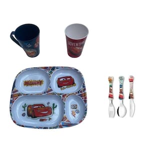 Conjunto Carros, Prato Divisoria, Caneca Copo, Talheres - Nt