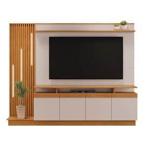 Estante Home Ripado Absoluto Com Led Jcm Cinamomo - Off White