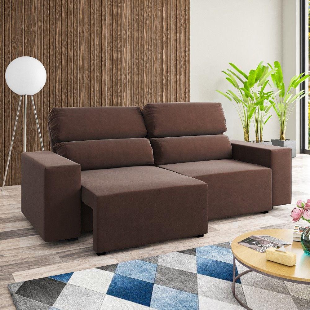 Sofá 3 Lugares Retratil e Reclinável 200cm Veludo Gold Viero Móveis