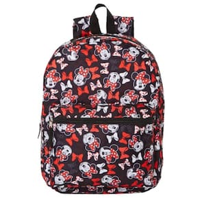 Mochila Disney Minnie Mouse para crianças e adultos, 40,6 cm, vermelha e preta