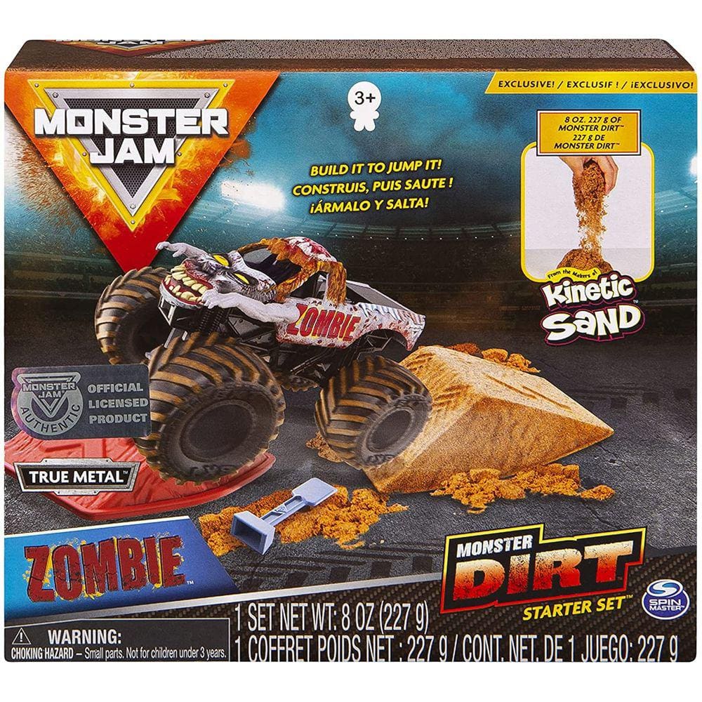 Monster Jam, Zombie Monster Dirt Starter Set, Com 8oz de Monster Dirt e Oficial 1:64 Scale Die-Cast Truck