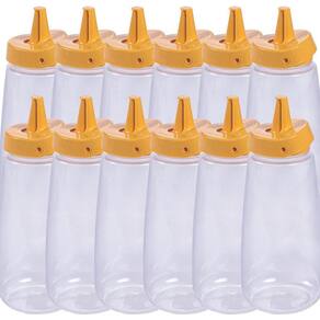 Bisnaga amarela de mostarda 520ml com tampa Flip 12 unidades Plasutil ref. 16292