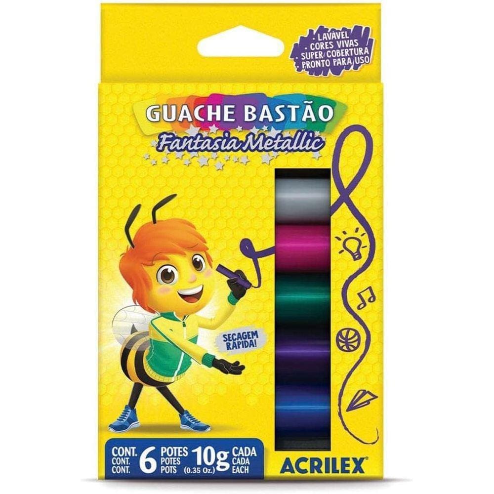 Guache Bastão 6 Cores Acrilex