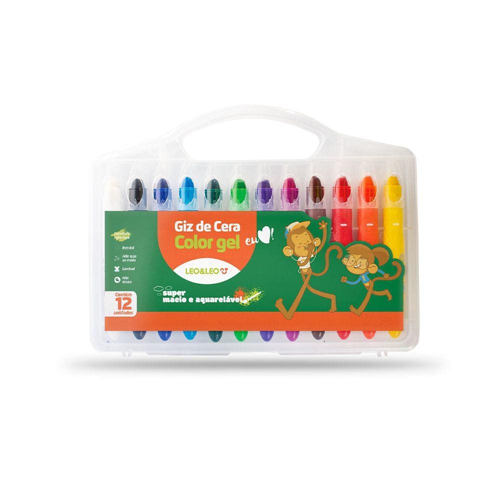 Giz De Cera Color Gel Aquarelavel Leo e Leo