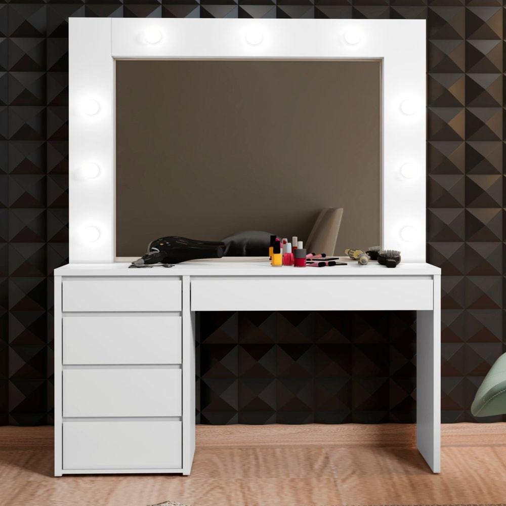 Penteadeira Camarim 184 x 136cm Anne Branco Acetinado