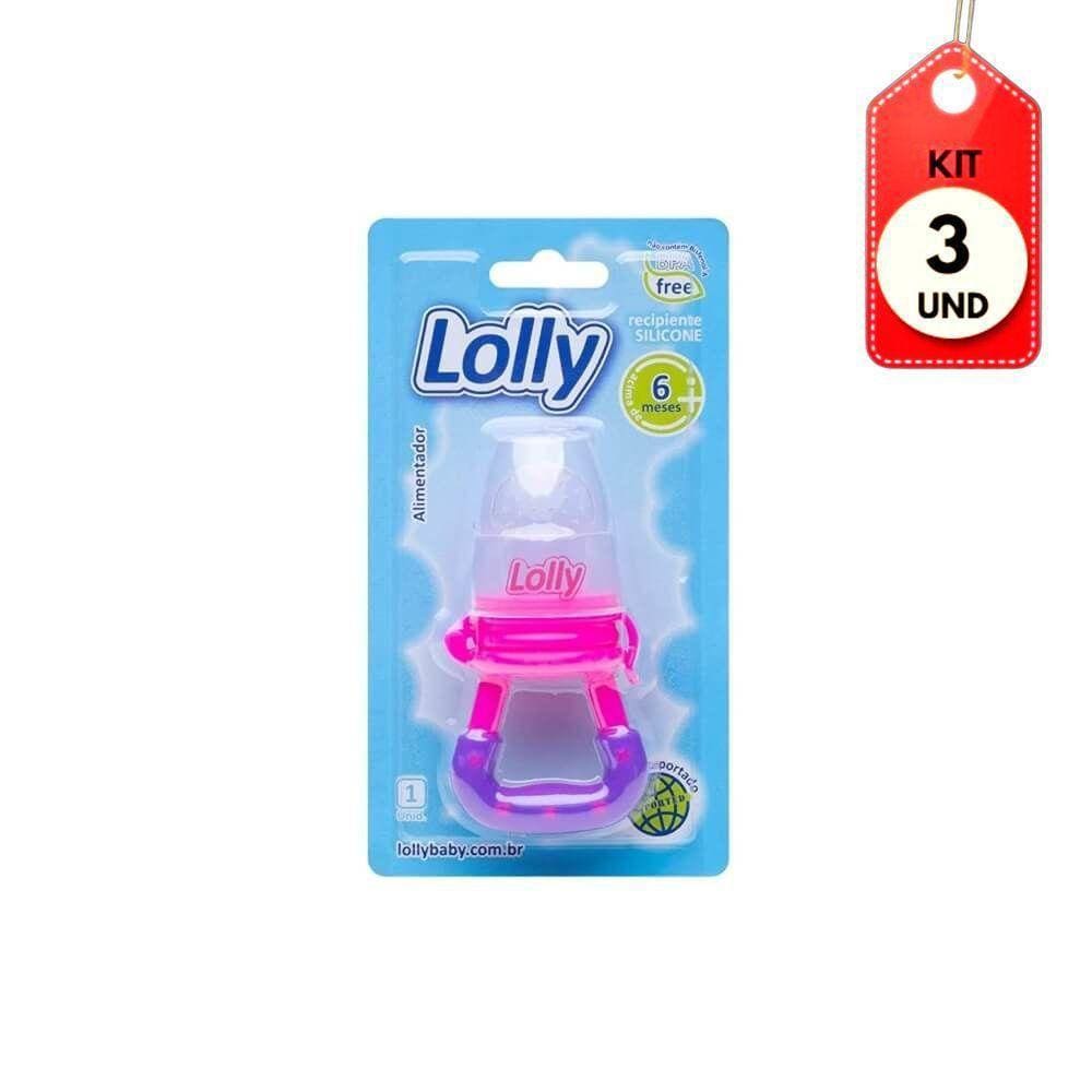 Kit C-03 Lolly Alimentador Infantil Silicone Rosa