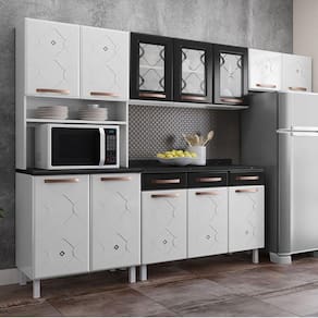 Cozinha de Aço Completa Telasul Mirage Com Balcão Branco/Preto