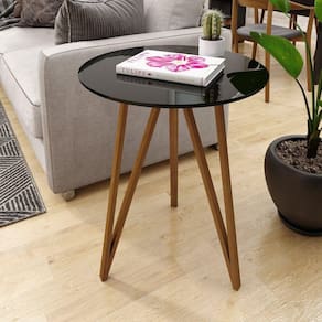 Mesa Lateral Corinto 70 cm Preto / Mel