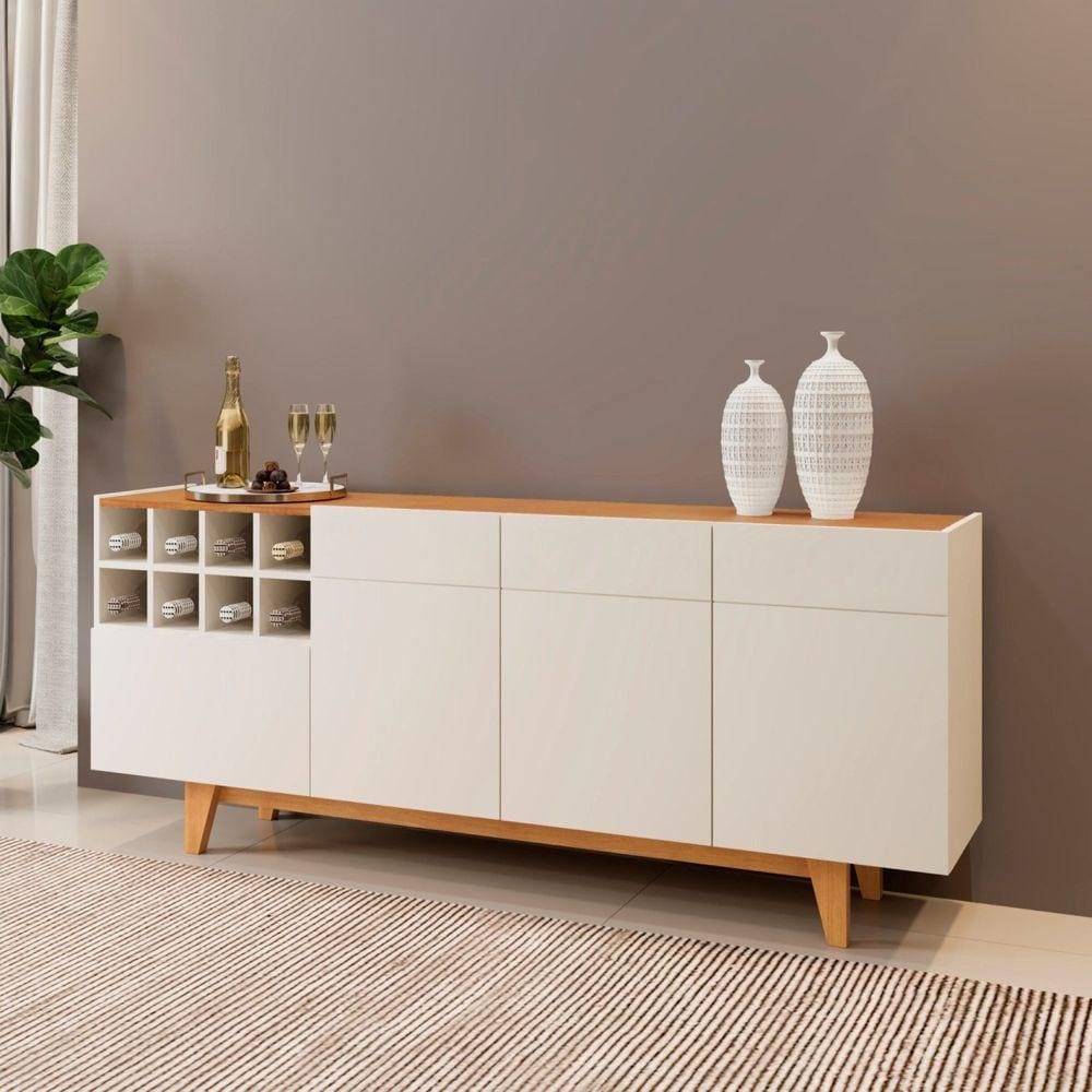 Buffet para Sala de Jantar 3 Poras 1 Gaveta Duna Off White/Naturalle