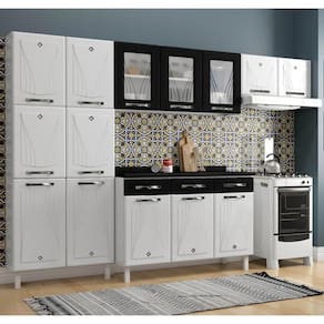 Cozinha de Aço Completa Telasul Star New com Vidro e Balcão Braco/Preto
