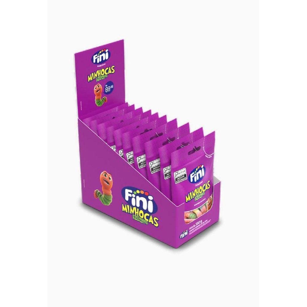 Bala Fini Gelatina Minhocas Azedinhas 10X35G -