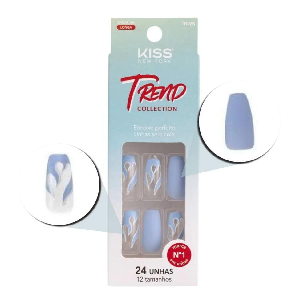 Unhas Postiças Kiss Ny Trend Collection Bailarina 24un Tn02b