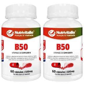Kit 2 Un - B50 Vitaminas Do Complexo B 500Mg Nutrivitalle
