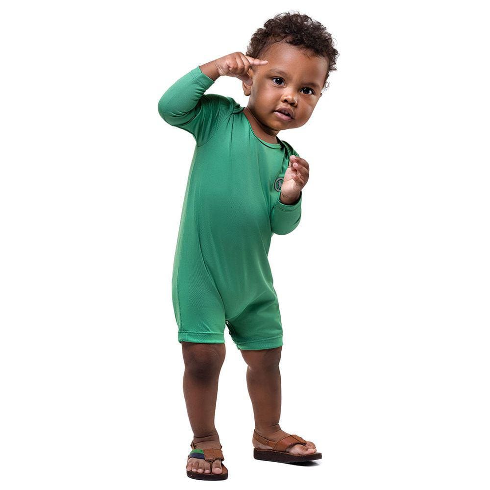 Macaquinho Praia Bebê Proteção UV Verde Camaleão Costão