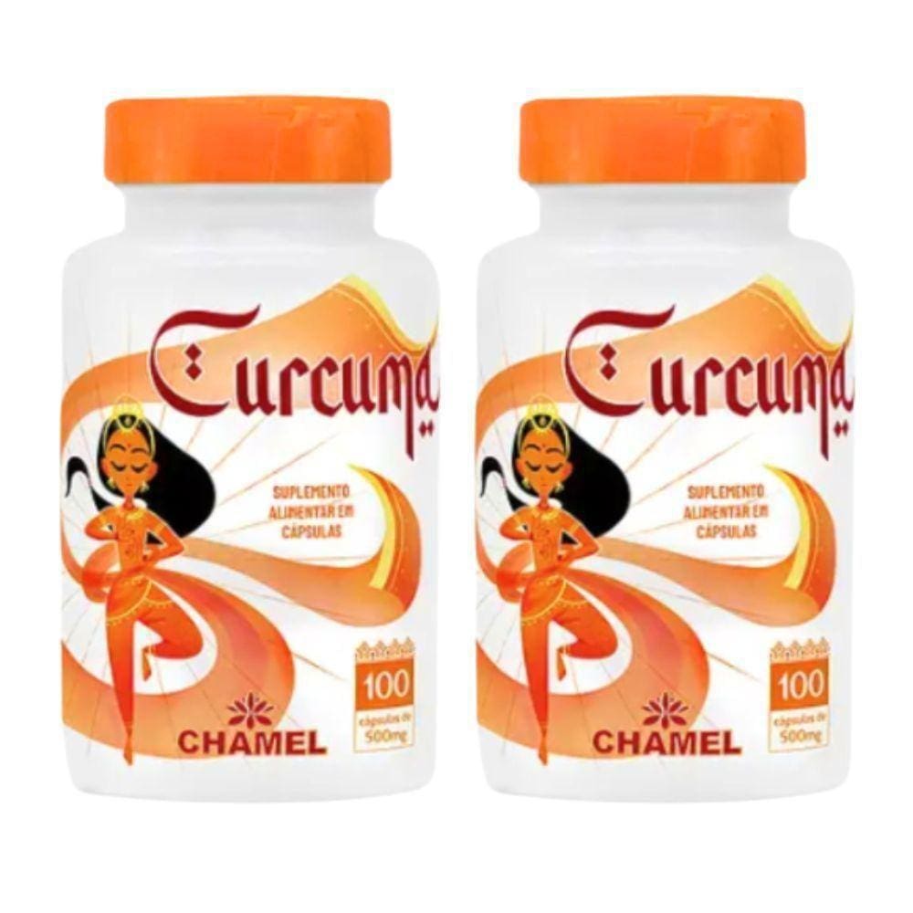 Curcumina Em Cápsulas - 100 Cápsulas 500mg - Chamel - 2 Potes