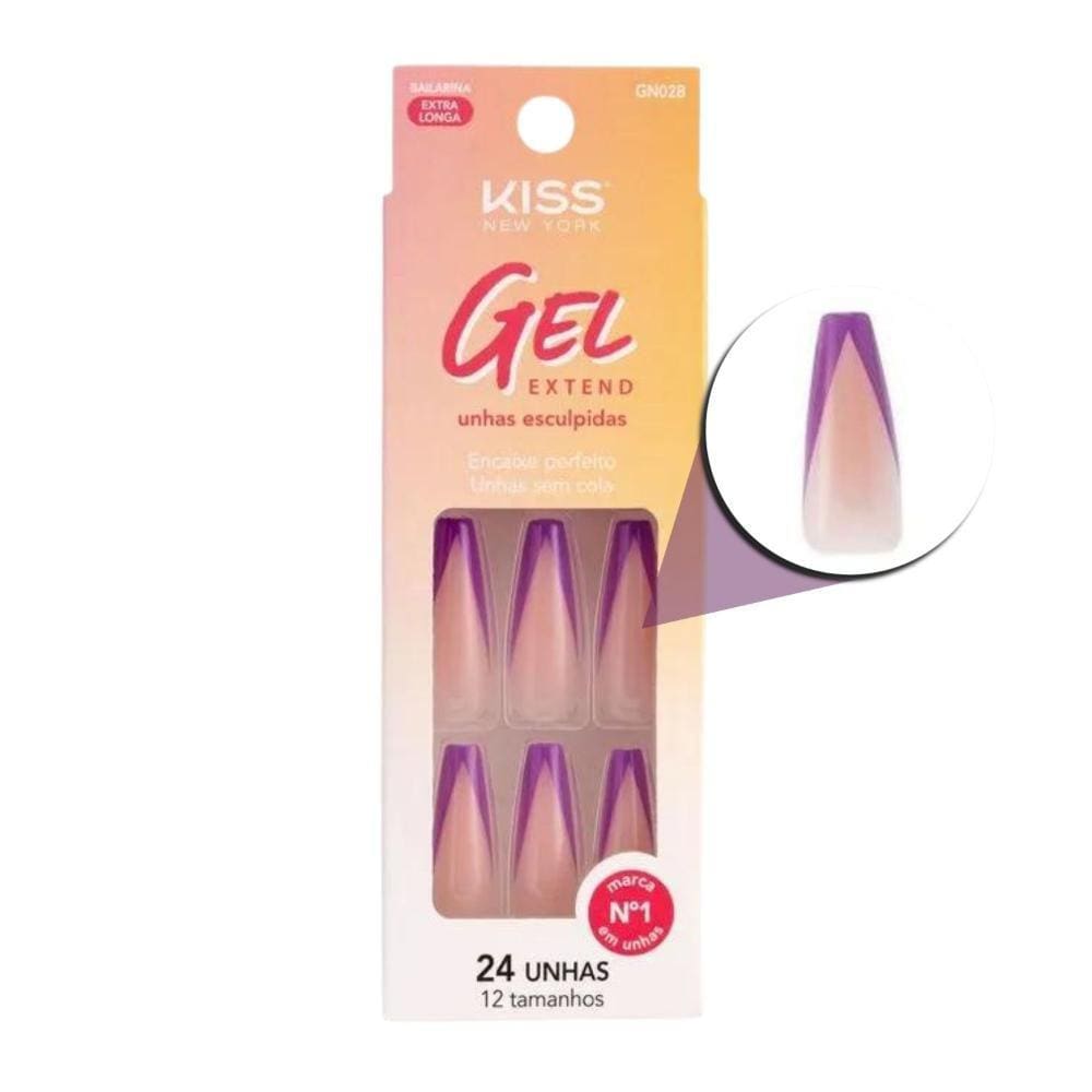 Unhas Postiças Kiss Ny Gel Extend Bailarina Com 24un Gn02b