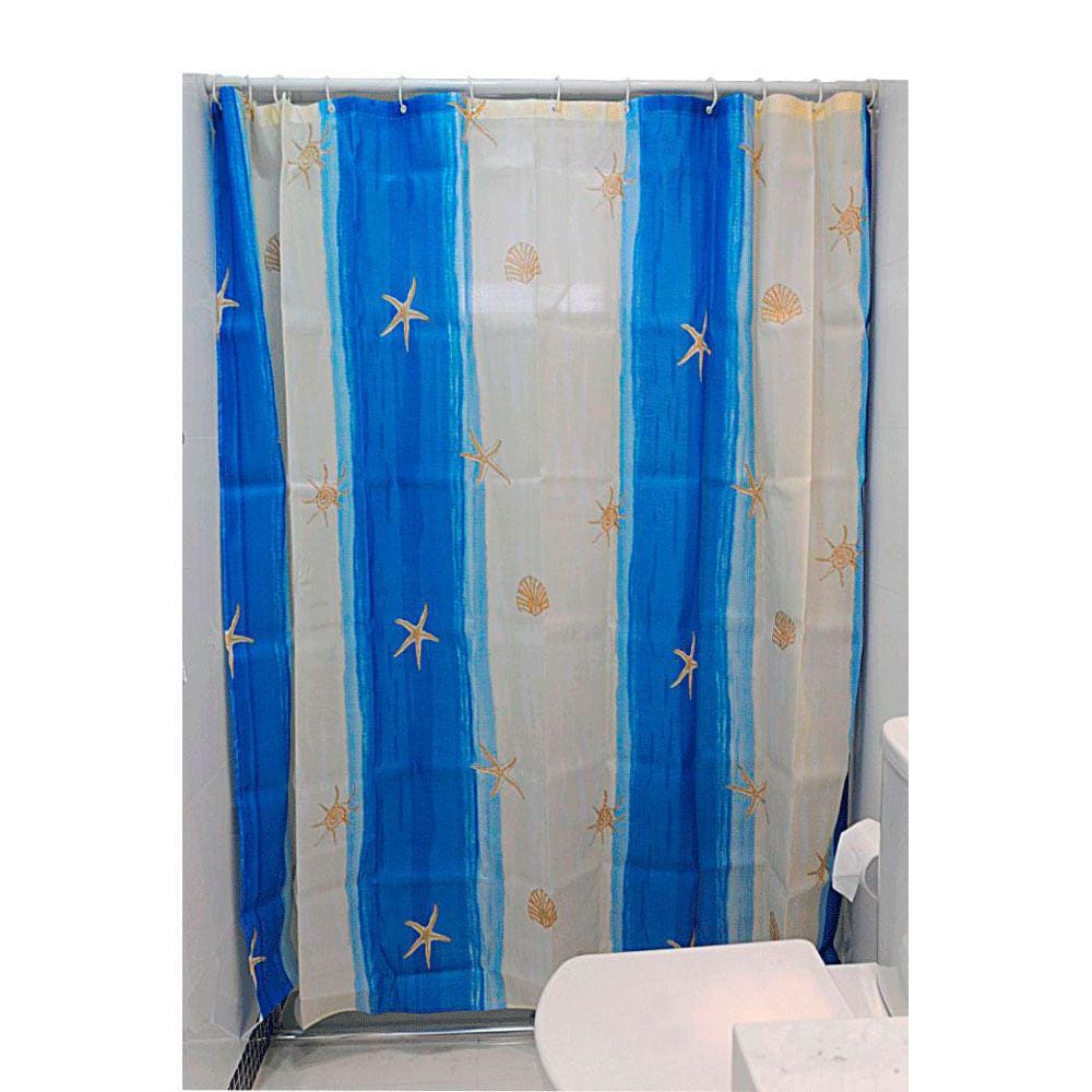 Cortina para box de Banheiro Pacific Club Oceano 711_8530001 180X180Cm Azul Claro/Creme