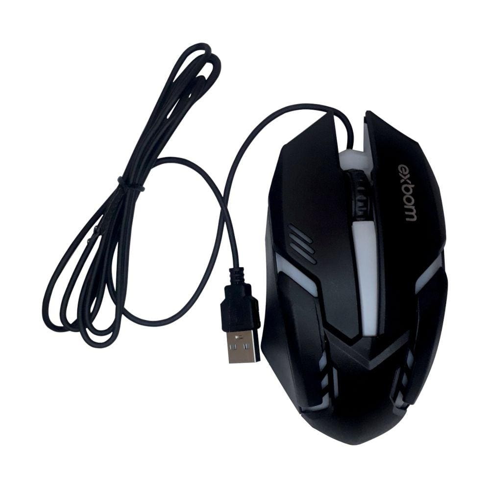 Mouse Óptico GAMER com Fio USB Exbom MS-62 com Iluminação de LED RGB