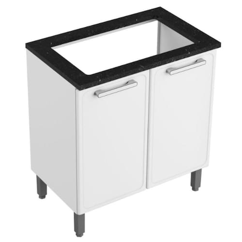 imagem-Balcão Cozinha Bertolini Evidence New para Cooktop de 05 bocas com 02 portas - Branco