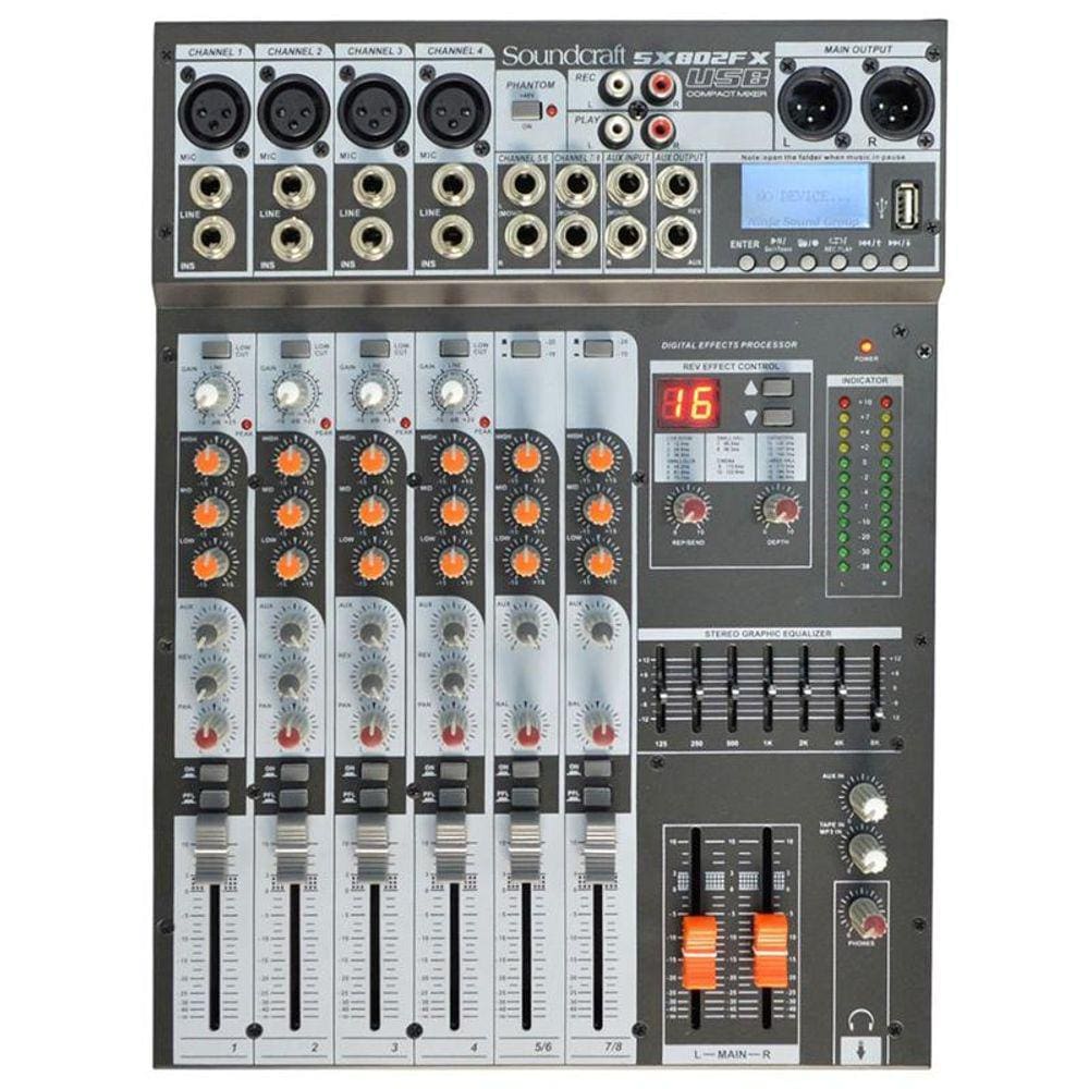 Mesa de Som SoundCraft SX802FX USB