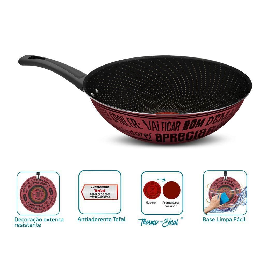 Frigideira Wok Antiaderente Decorada 28cm Viva Rochedo Sabores