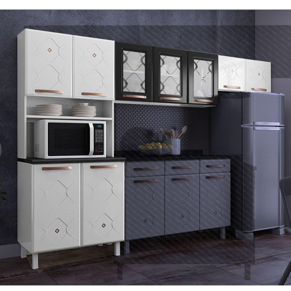 Cozinha de Aço Compacta Telasul Mirage 3 Peças Beranco/preto