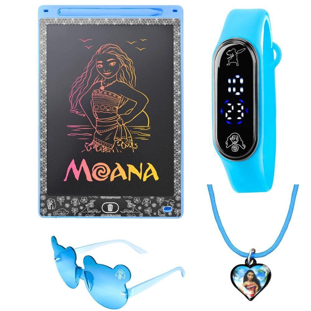 Relógio + lousa magina LCD tablet moana prova dagua azul criança presente menina pulseira ajustavel