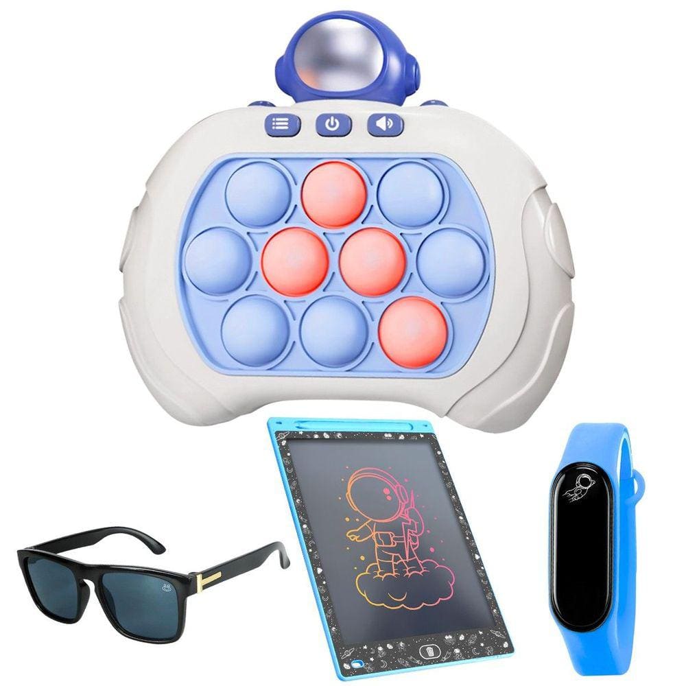 Pop it eletronico + relogio + lousa magica + oculos prova dagua criança menino qualidade premium