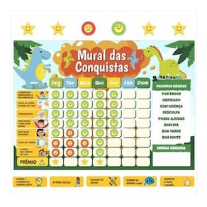 Quadro De Rotina Infantil De Parede Atividade Incentivo Dino