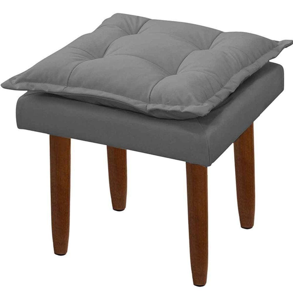 Puff Decorativo Heloíse Veludo Cinza