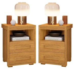Kit 2 Mesas De Cabeceira 2 Gavetas Tóquio 100% Mdf - Casa Chick Cinamomo