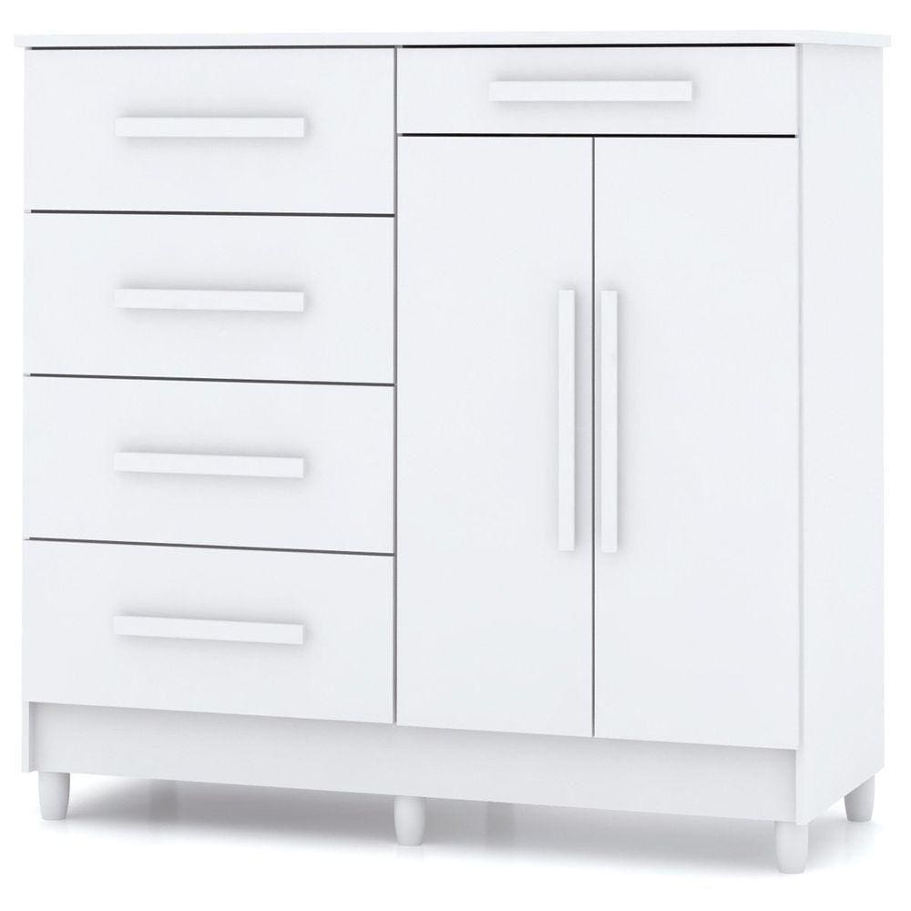 Cômoda Sapateira Sirios 5 Gavetas 2 Portas Branco