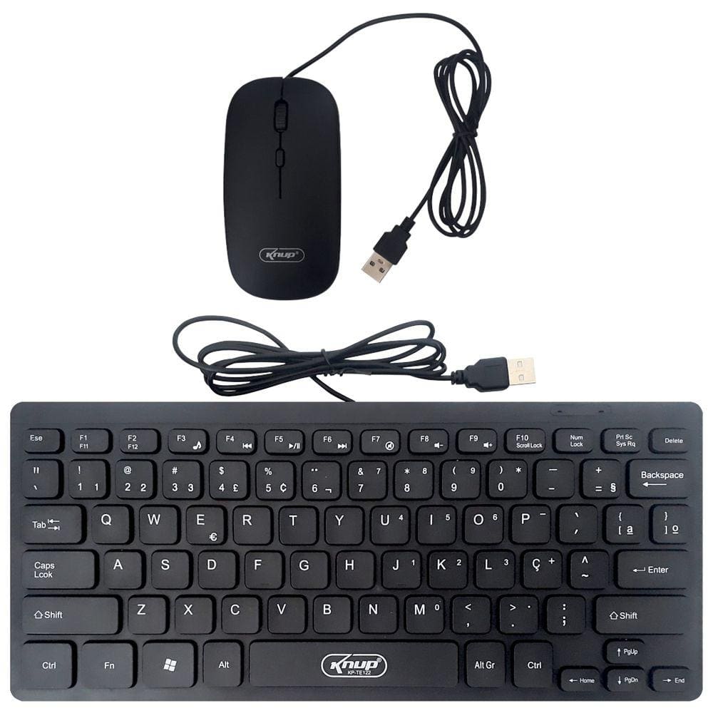 Kit Teclado e Mouse Multimídia com Fio KP-TE122 Knup (Design Compacto)