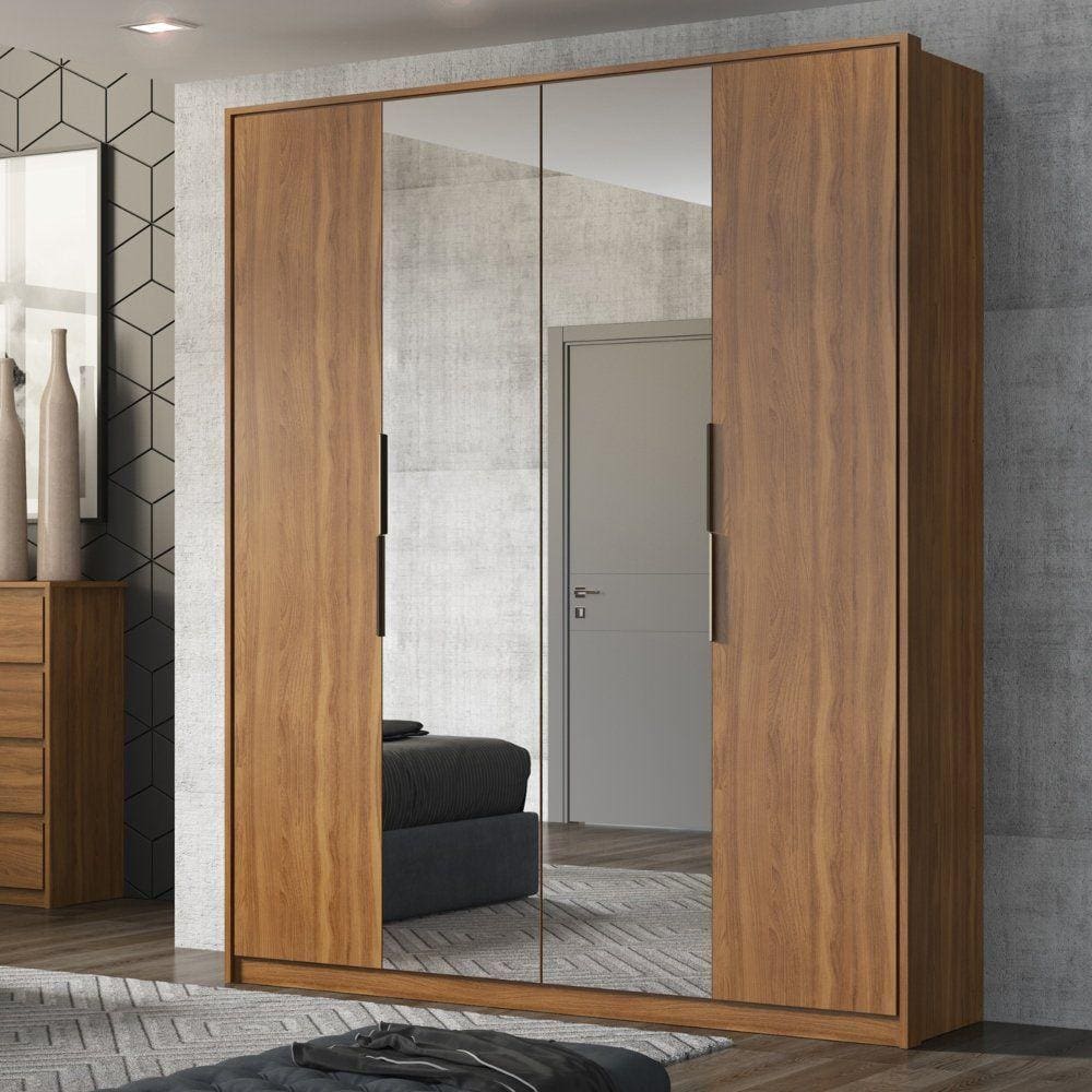 Guarda Roupa Solteiro 4 Portas com 2 Portas com Espelhos Attore Demartêz
