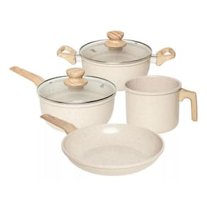 Conjunto De Panelas Marble Eddition 4 Peças Oster - Creme