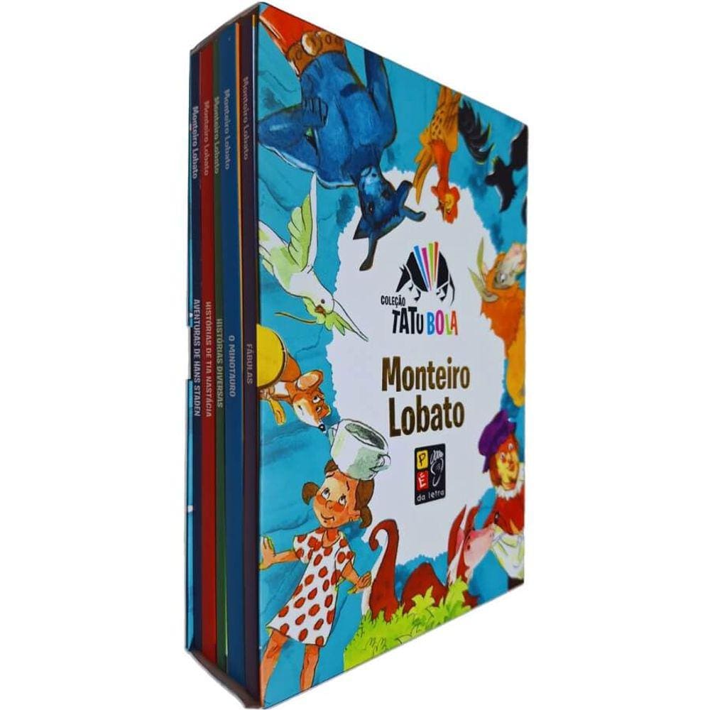 Box 5 Livros Físicos Coleção Tatu Bola Monteiro Lobato 14x21cm