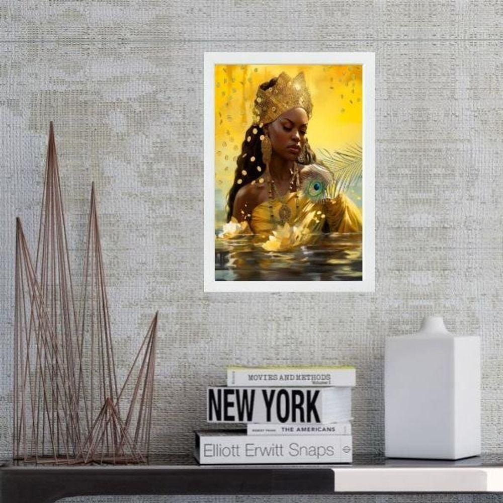 Quadro Orixá Oxum - Moedas De Ouro 33X24Cm - Com Vidro