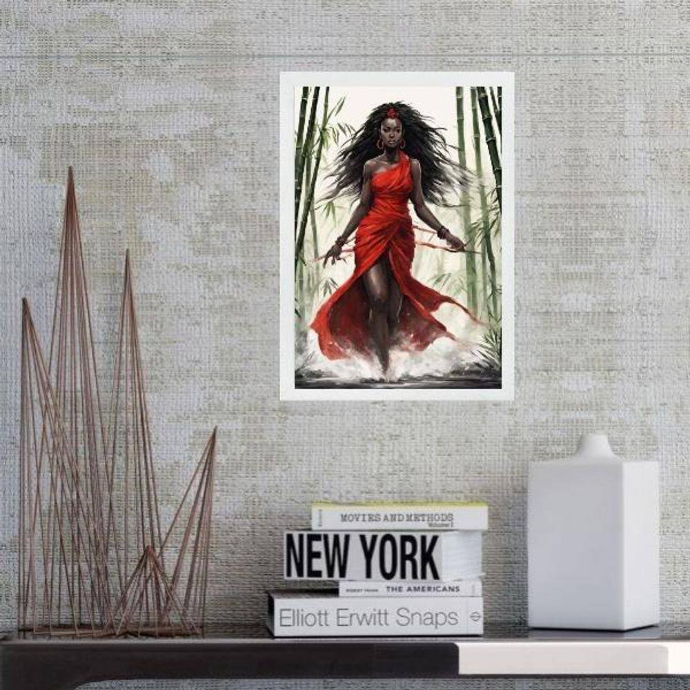 Quadro Orixá Iansã - Aquarela 33X24Cm - Com Vidro