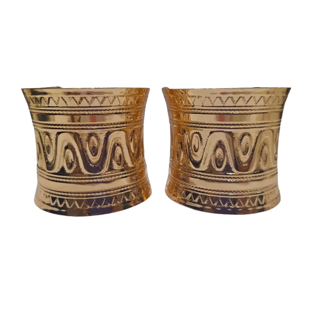 Kit 2 Pulseiras Braceletes Deusa Grego Egipcio Deusa Dourado