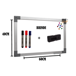 Quadro Lousa Branco Magnético Color 90X60 Mol Aluminio Stalo