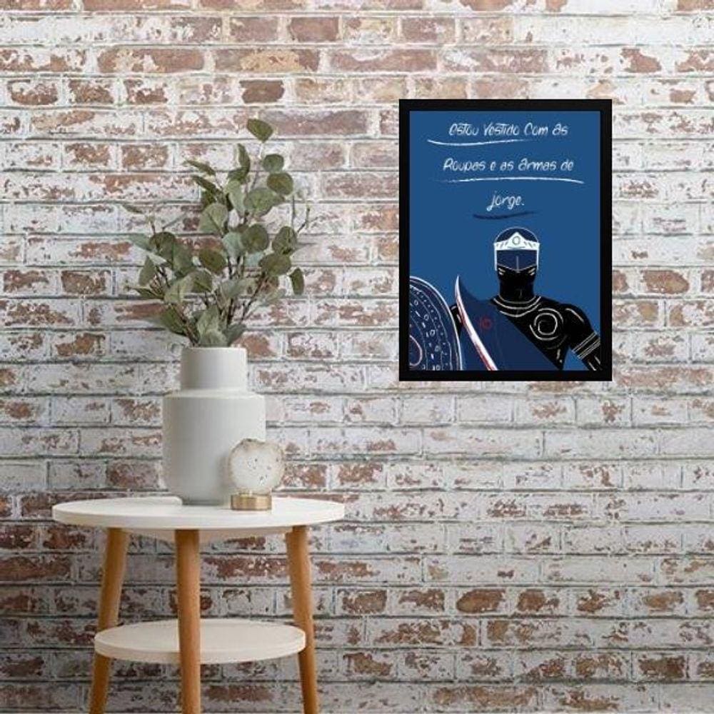 Quadro Ogum Guerreiro - Candomblé 45X34Cm - Com Vidro