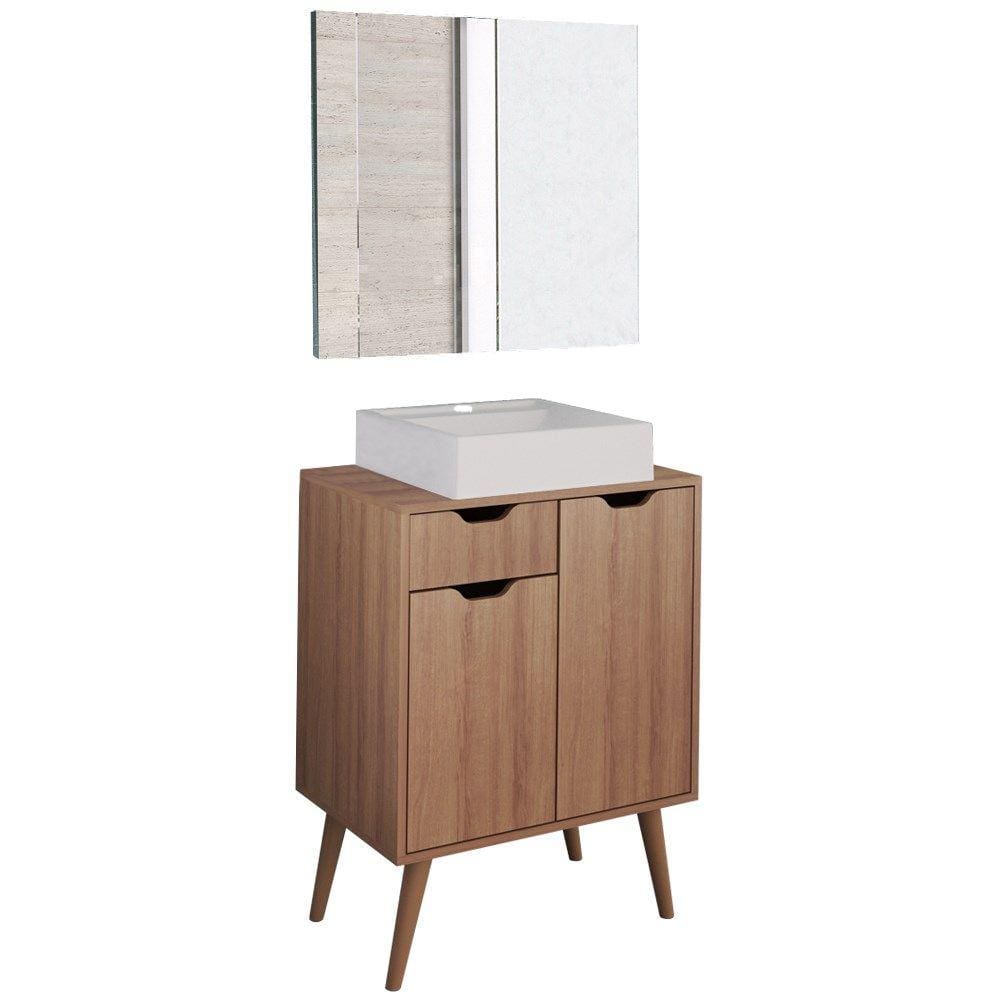 Conjunto 3 Peças Para Banheiro BN3600X37X38 Amendoa Metalizado Tecno Mobili