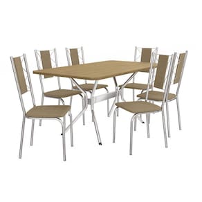 Conjunto de mesa 1,60m 6 cadeiras cromadas