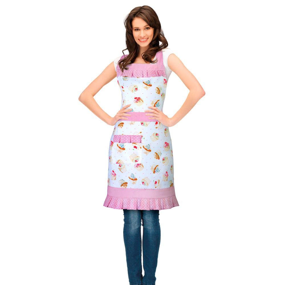 Avental de Cozinha Vizapi 70X75Cm Rodado Cupcake Multicolorido Com Bolso