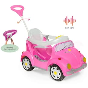 Carrinho de Passeio ou Pedal Fouks Rosa com Som Calesita