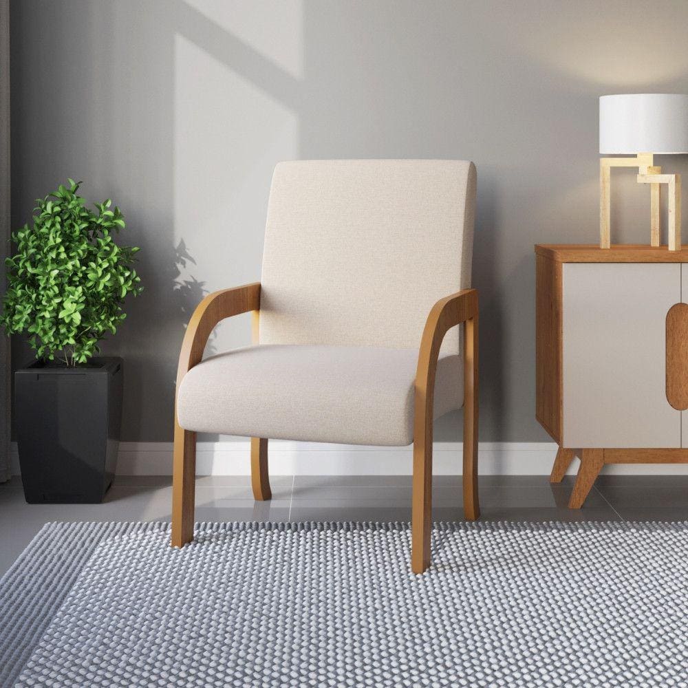 Poltrona 59cm Linho Ravena Viero Móveis