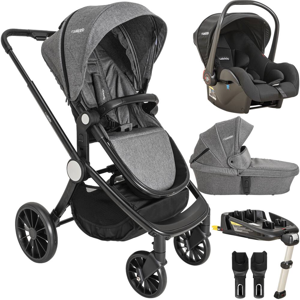 Carrinho Kiddo Sunny Grafite Moises Bebe Conforto Base ISOFIX