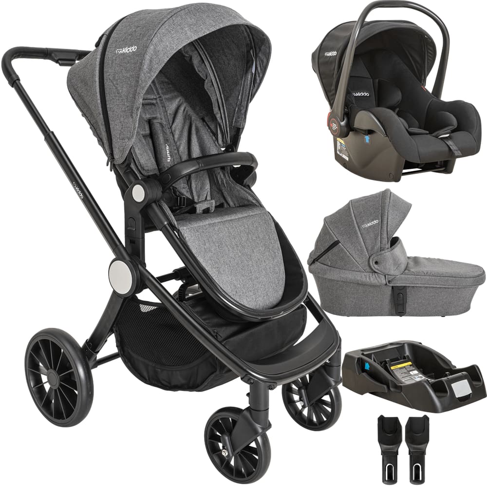 Carrinho de Bebe Kiddo Sunny Grafite Moises Bebe Conforto Base